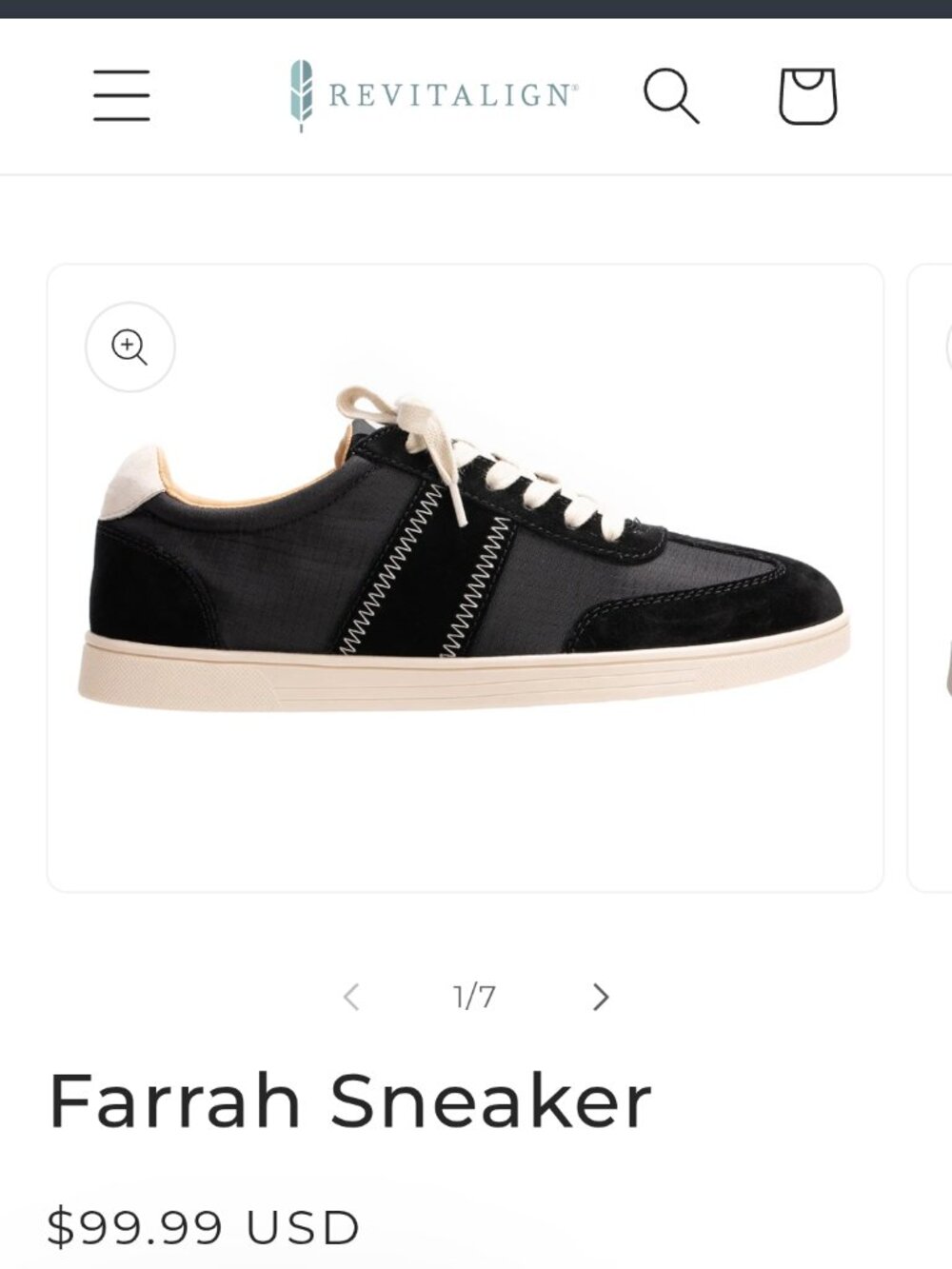 Farrah Sneaker Black Walking Shoe Revitalign